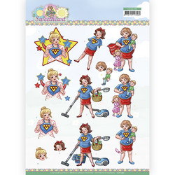 Yvonne Creations Bubbly Girls, Sweetheart 3D-kuvat Super Girl, leikattava