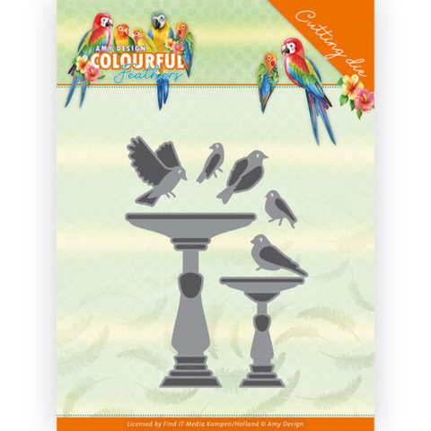 Amy Design Colourful Feathers stanssi Birdbath