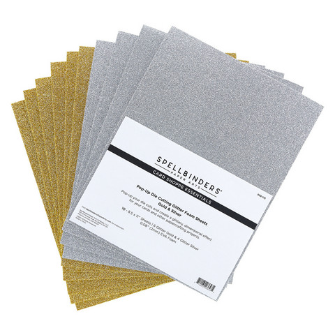 Spellbinders Pop-Up Die Cutting Glitter Foam Sheets Gold & Silver  -softislevy