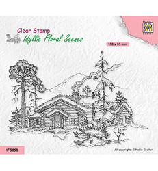 Nellie's Choice leimasin Wintery Scene With House and Trees