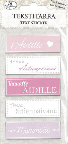Tekstitarra Äidille, 2 arkkia