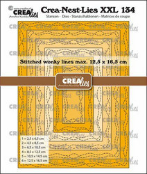 Crealies XXL stanssisetti 134, Rectangles with 2 Wonky Stitchlines