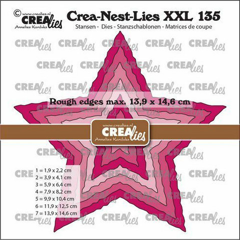 Crealies XXL stanssisetti 135, Stars with Rough Edge