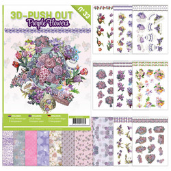 3D-Push Out -kirja Purple Flowers