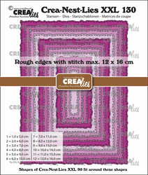 Crealies XXL stanssisetti 130, Rectangles with Rough Edges and Stitchlines