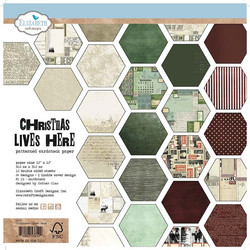 Elizabeth Craft Designs Christmas Lives Here -paperipakkaus, 12