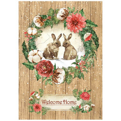 Stamperia riisipaperi Romantic, Home for the Holidays, Welcome Home Bunnies