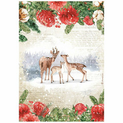 Stamperia riisipaperi Romantic, Home for the Holidays, Deers