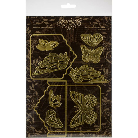 Graphic 45 Tag, Pocket & Butterfly -stanssisetti