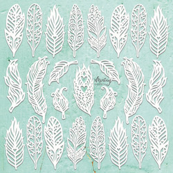 Mintay Chippies -chipboard Feathers -setti
