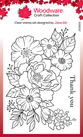 Woodware leimasin Floral Thank You