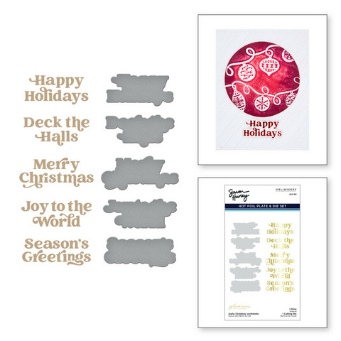Spellbinders Simon Hurley Glimmer Hot Foil -kuviolevy Joyful Christmas Sentiments