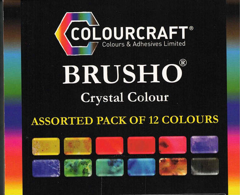 Brusho Crystal Colour -akvarellijauheet, 12 kpl