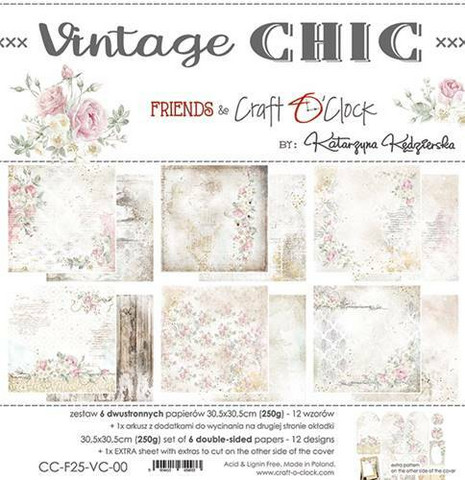 Craft O'clock paperipakkaus Vintage Chic, 12