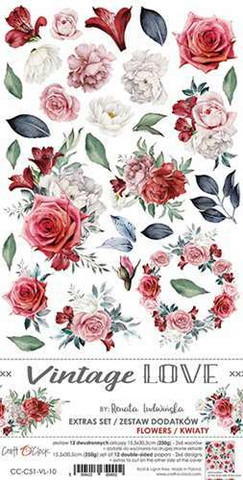 Craft O'clock paperipakkaus Vintage Love, Flowers, Extras To Cut, 6