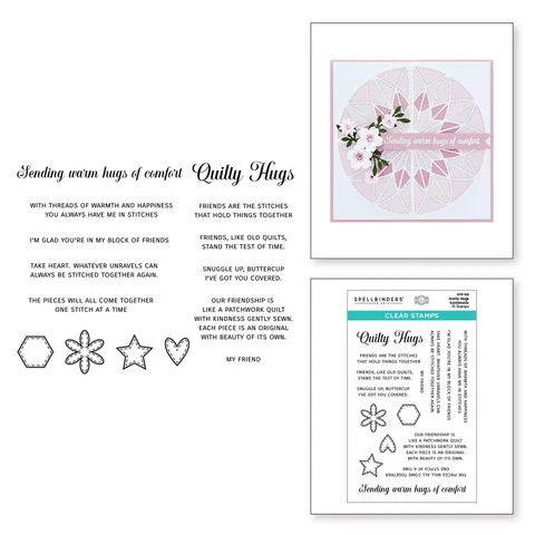 Spellbinders leimasin Quilty Hugs Sentiments