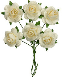 Scrapberry paperikukat Jubilee Roses, white