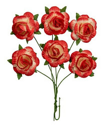 Scrapberry paperikukat Jubilee Roses, white-red