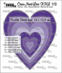 Crealies Slim Hearts with Double Stitch -stanssisetti