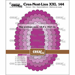 Crealies XXL stanssisetti 144, Big Scalloped Ovals