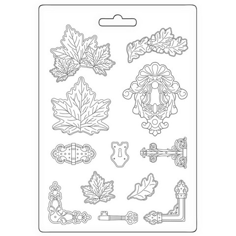 Stamperia Maxi Mould -muotti Magic Forest, Leaves, Locks, A4