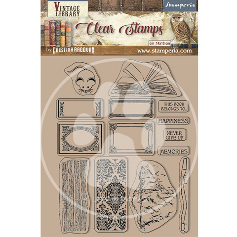 Stamperia leimasinsetti Vintage Library, Labels