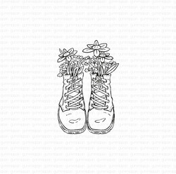Gummiapan leimasin Boots with Flowers