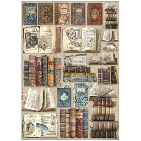 Stamperia riisipaperi Vintage Library, Books