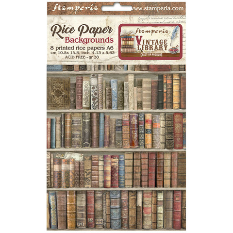 Stamperia riisipaperit Vintage Library, Backgrounds, A6