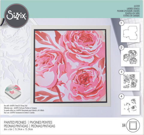 Sizzix Layered Stencils -sapluunat Painted Peonies