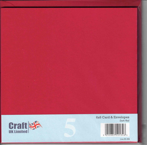 CraftUK korttipohjat ja kirjekuoret, tummanpunainen, 6