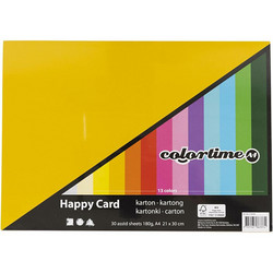 Colortime Happy Card -paperipakkaus, A4, 30 arkkia