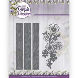 Precious Marieke Purple Passion stanssi Fence with Pansies