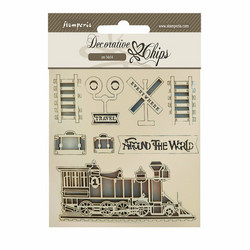 Stamperia Decorative Chips kuvioleike Around the World, Train