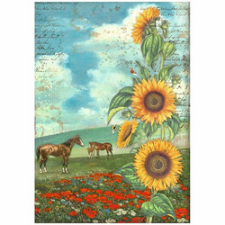 Stamperia riisipaperi Sunflower Art, Sunflower Art and Horses