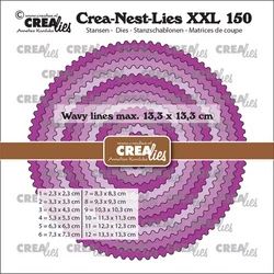 Crealies XXL stanssisetti 150, Circles With Wavy Lines