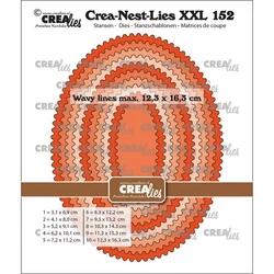 Crealies XXL stanssisetti 152, Ovals With Wavy Lines