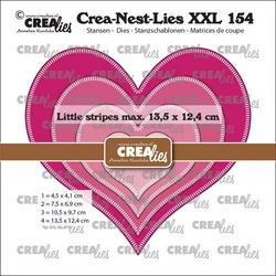 Crealies XXL stanssisetti 154, Hearts With Little Stripes