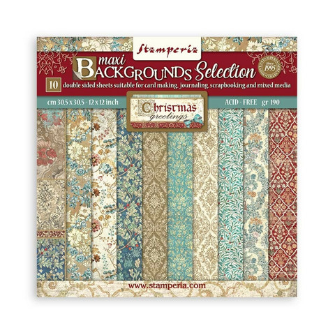 Stamperia paperipakkaus Christmas Greetings Maxi Background, 12