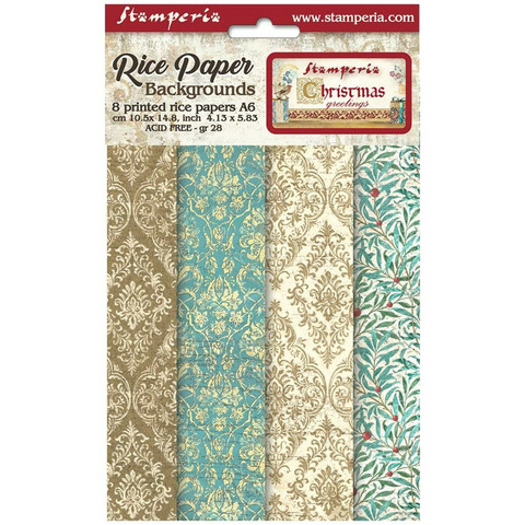 Stamperia riisipaperit Christmas Greetings, Backgrounds, A6