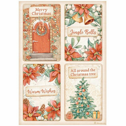 Stamperia riisipaperi All Around Christmas, 4 Cards