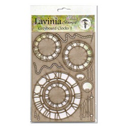 Lavinia Stamps Greyboard kartonkikuviot Clocks 1