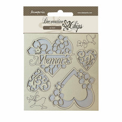 Stamperia Decorative Chips kuvioleike Blue Land, Memories