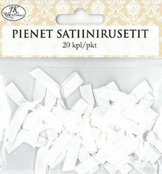 Satiinirusetti pieni valkoinen , 20kpl