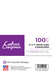 Crafter's Companion korttipohjat ja kirjekuoret, valkoinen, 5