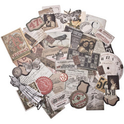 Tim Holtz Idea-Ology Ephemera Pack -korttikuvat Thrift Shop, 54 kpl