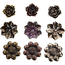 Finnabair Mechanicals Metalli koristeet, Flowers, 9 kpl