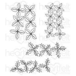 Heartfelt Creations Poinsettia & Holly Clusters -leimasin