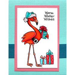Stampendous leimasin Flamingo Santa