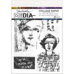 Dina Wakley Media Collage Tissue -paperipakkaus Vintage & Sketches